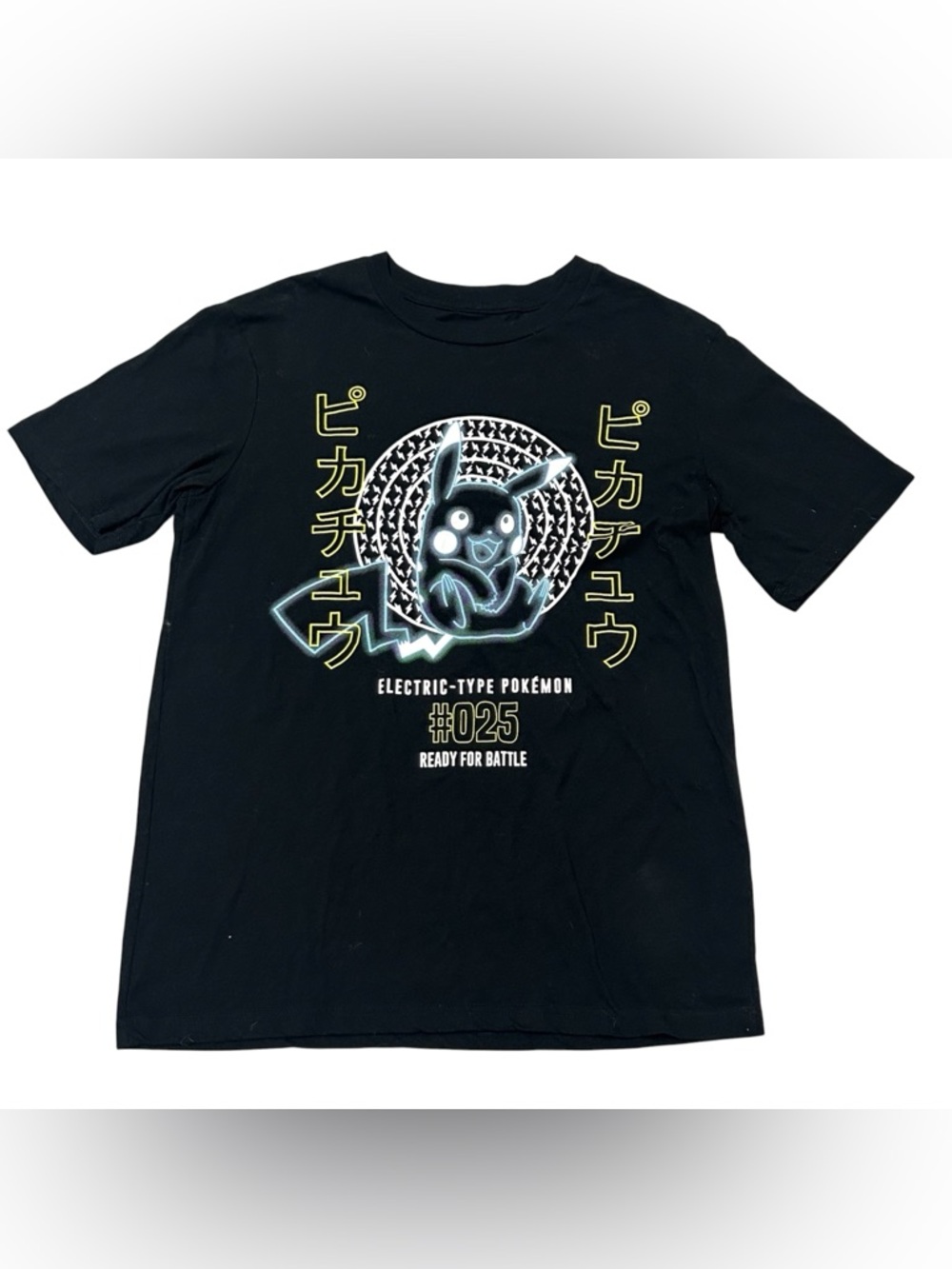 Pikachu Neon Graphic Tee - Black & Yellow Men’s Small